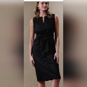 Banana Republic Factory Linen Blend Midi Shift Dress In Black. NWT Size XS